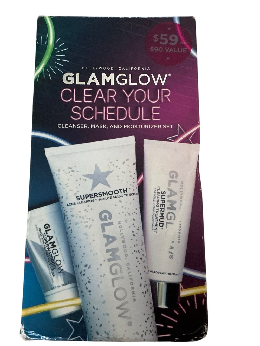 Glamglow clear your schedule cleanser mask moisturizer set of 3 New sealed